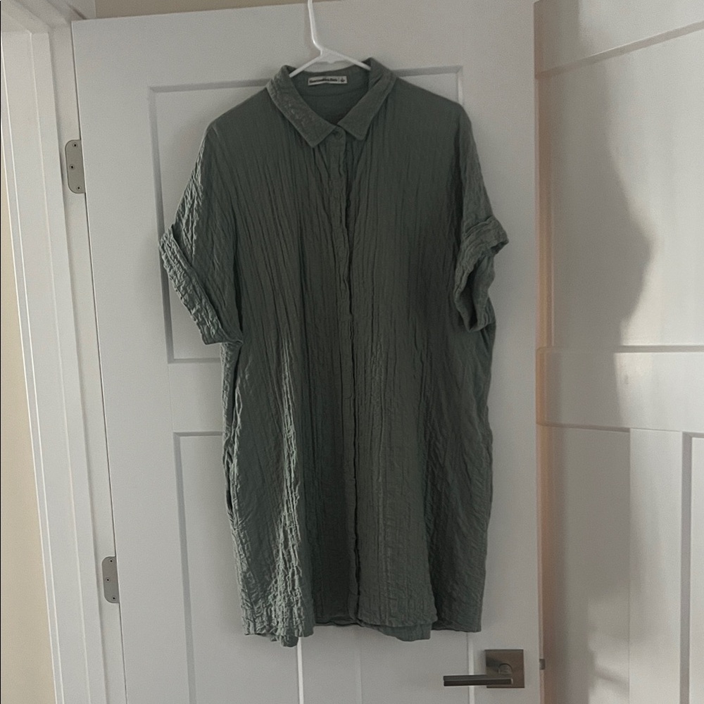 Abercrombie & Fitch Textured Green Mini Dress